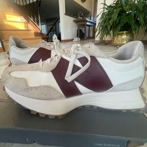 New Balance 327 Women’s Cream and Burgundy Sneakers
